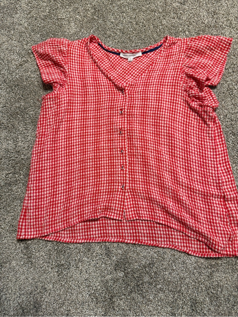 Red Gingham Button-Front Women's Top - size small